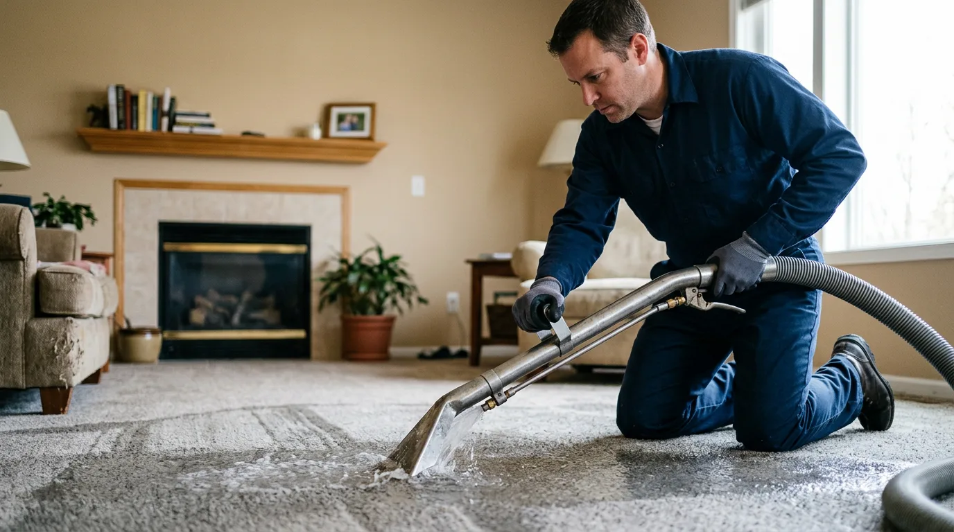 Water damage restoration technician working near Partridge, KS